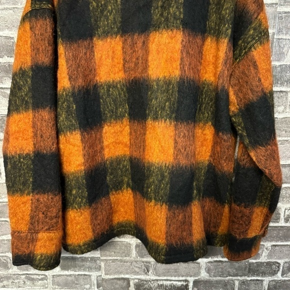 ANINE BING Samone Plaid Trucker Jacket Orange black wool button front coat - Picture 13 of 13